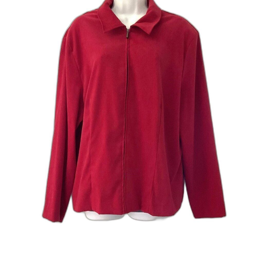 Vintage Y2K Briggs New York Red Faux Suede Zip Jacket 20W